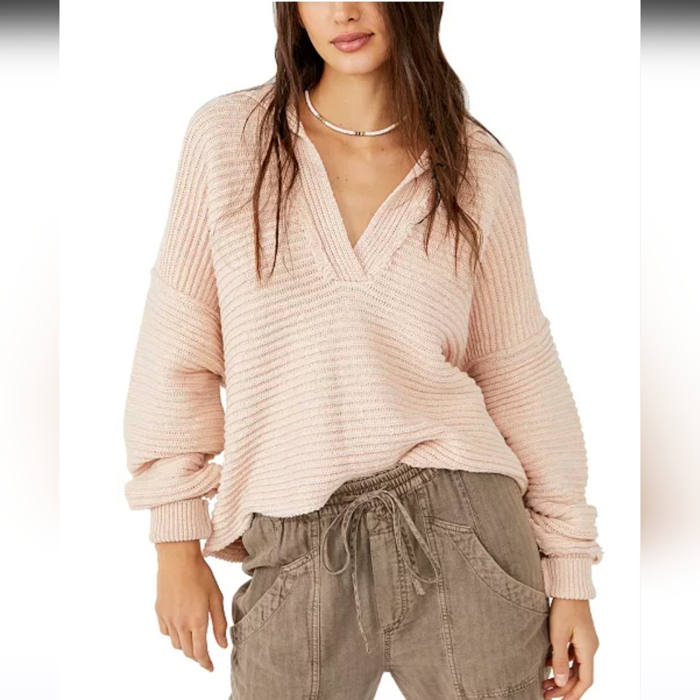 Free People Marlie Sweater Pink Oversized Knit Women's Size Medium